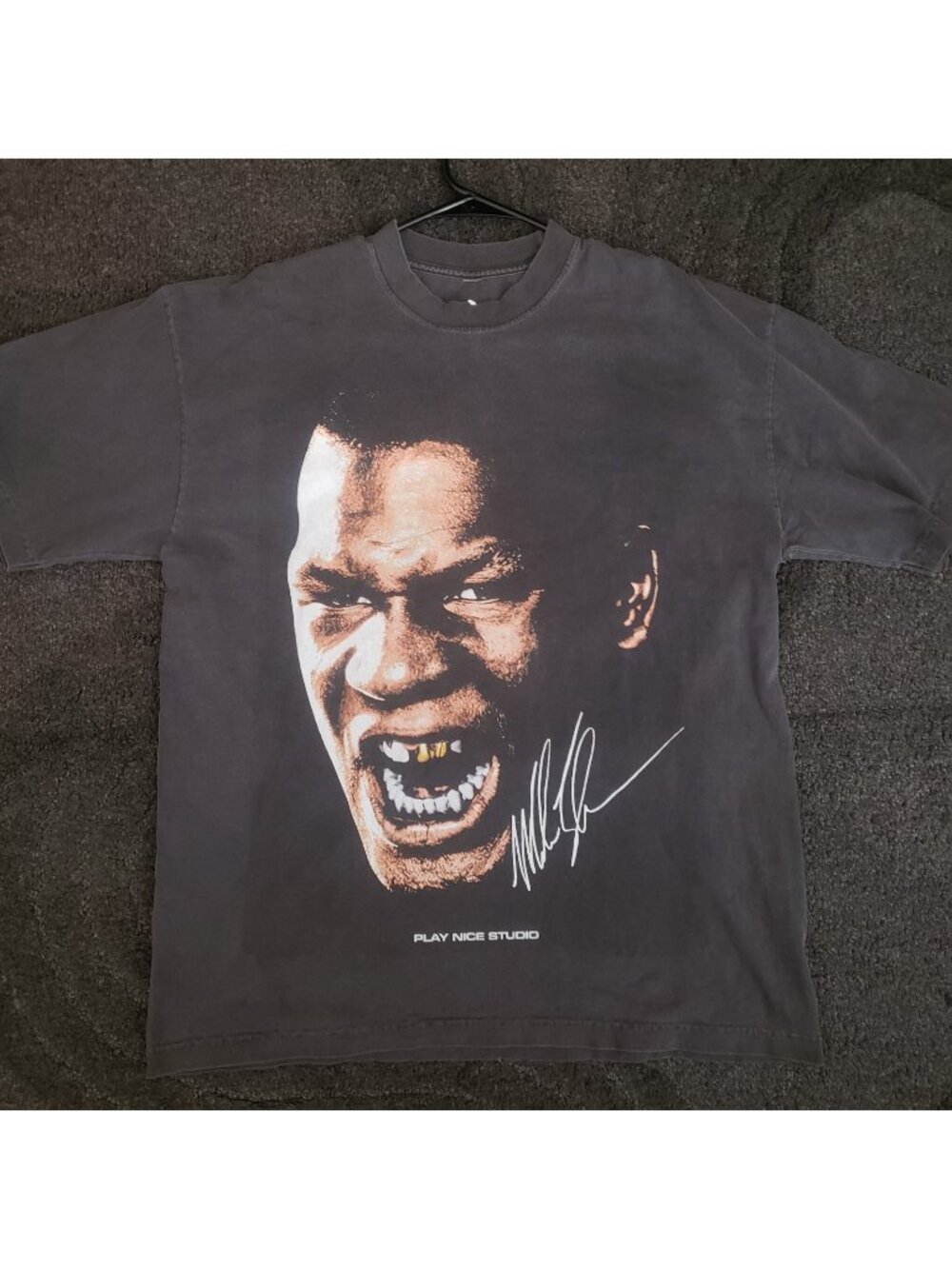 Play Nice Studio Mike Tyson Boxing Graphic Oversized T-Shirt Black Size L